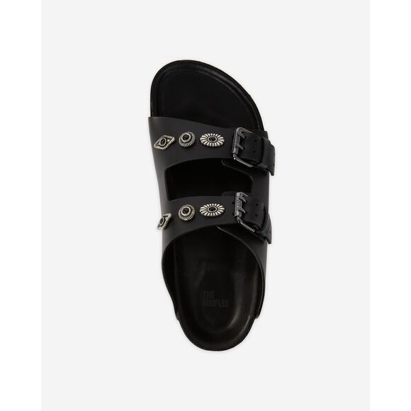 $365 New The Kooples Black Leather Studded Sandals - Fr 39 / US 8 - Picture 1 of 10
